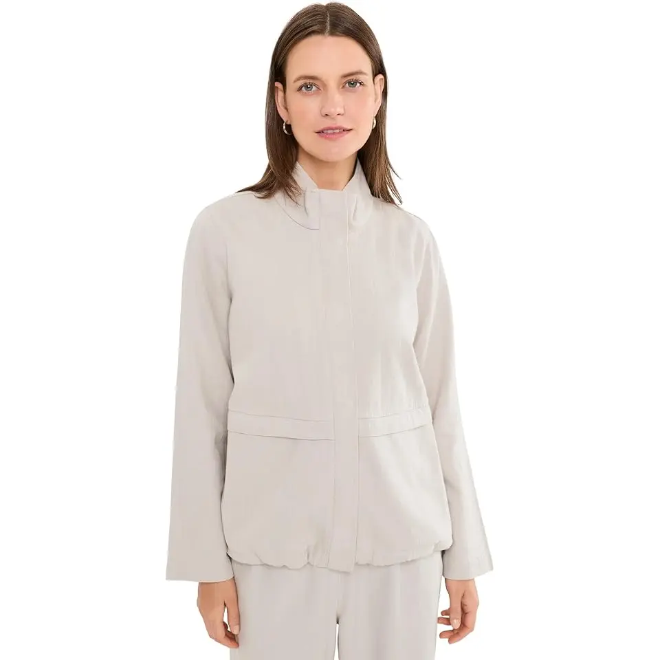 Slubby Organic Cotton Linen Zip Up Jacket