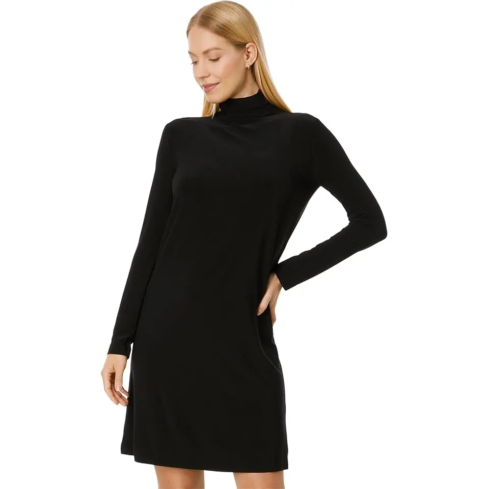 Long Sleeve Turtleneck Dress To Knee