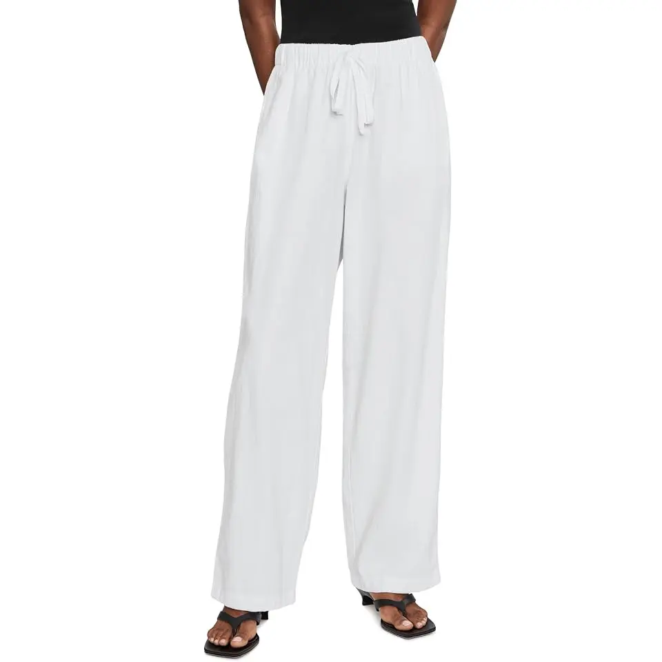 Slubby Organic Cotton Linen Straight Full Length Pants