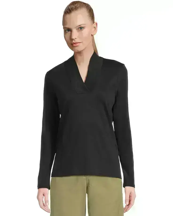 Pima Shawl Long-Sleeve Cotton Tee