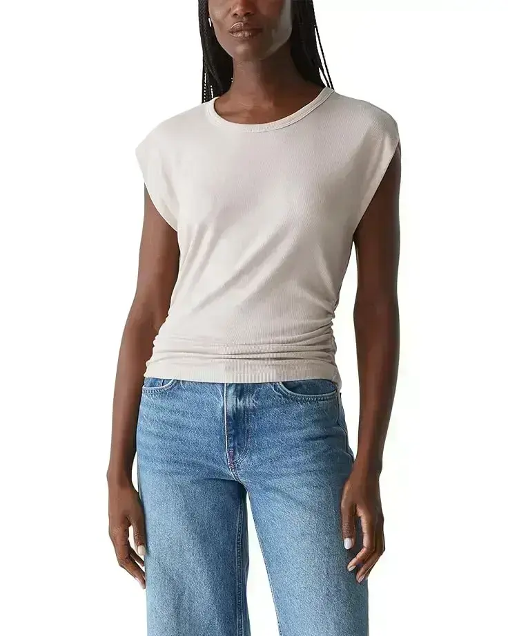Women's Michael Stars Joni Crew Neck Power Shoulder Top