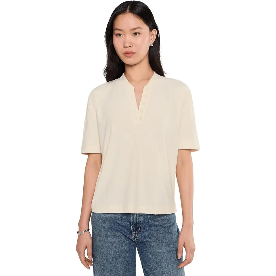 Kasey Mock Placket Rib Tee