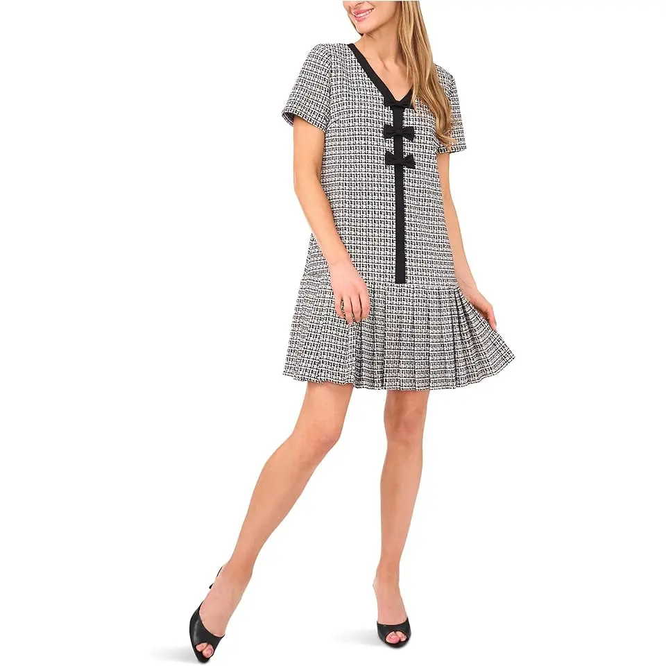 Pleated Box Combo Bow Dress