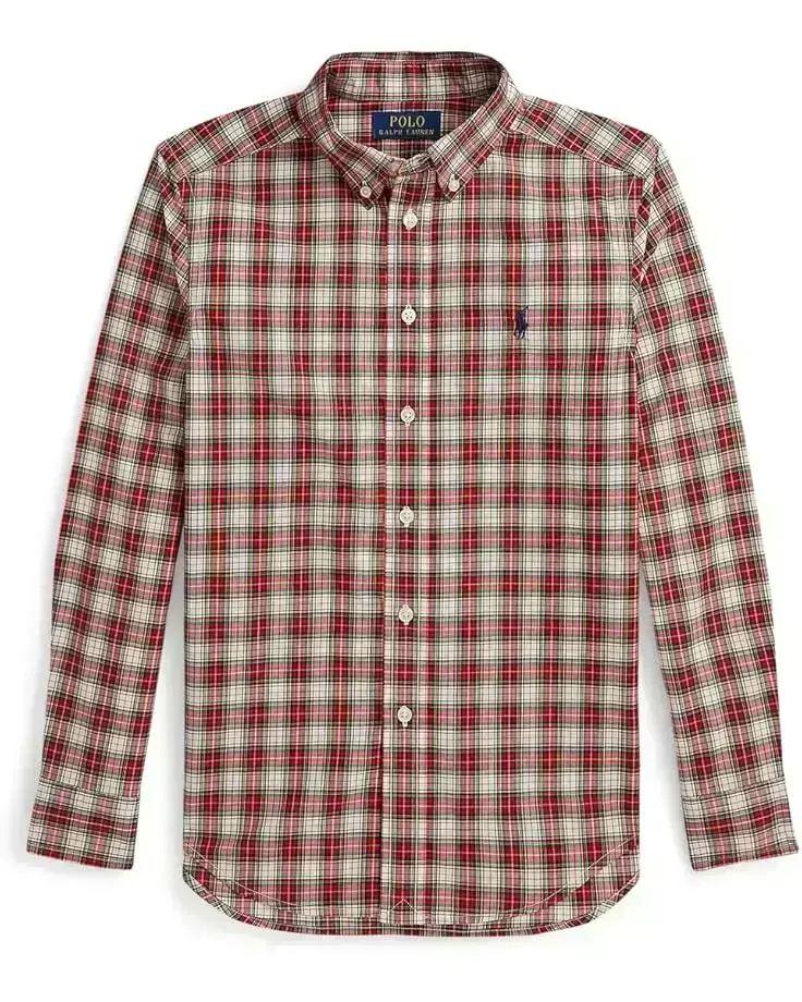Polo Ralph Lauren Kids Plaid Cotton Poplin Shirt (Big Kid)