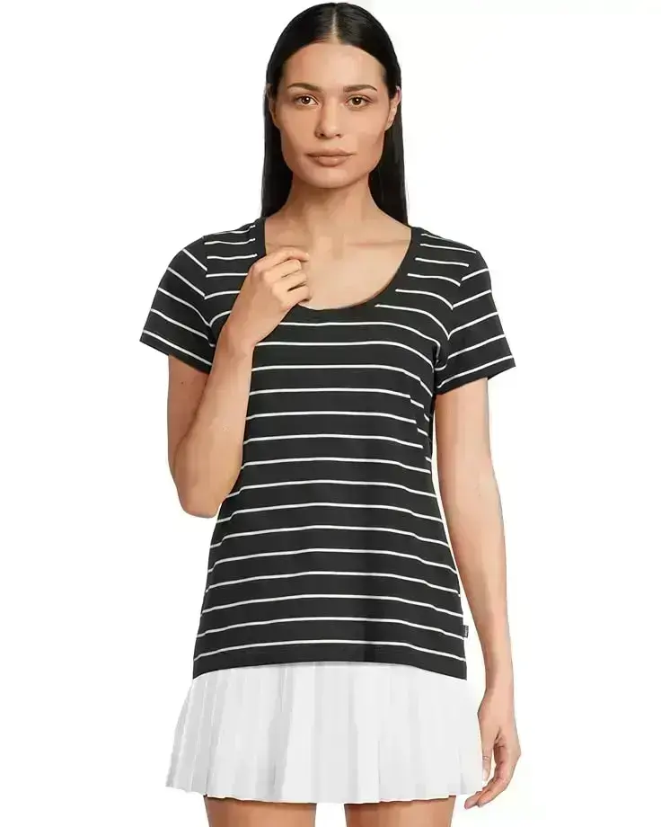 Soft Stretch Supima Tee Scoopneck Short-Sleeve Stripe