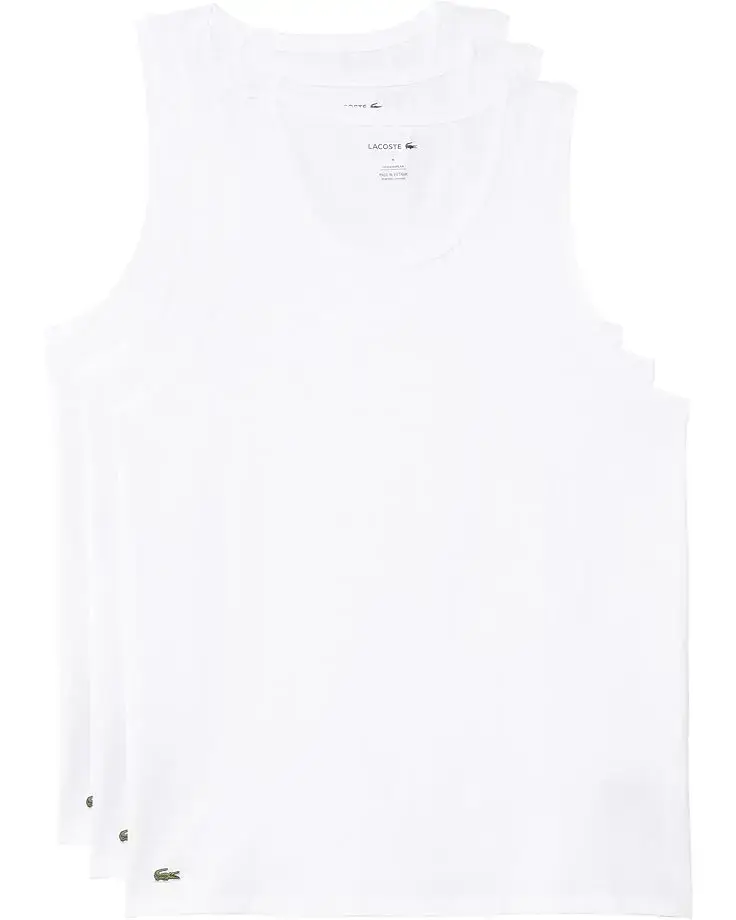 Men's Lacoste 100% Cotton Slim Fit Tank Top 3-pack