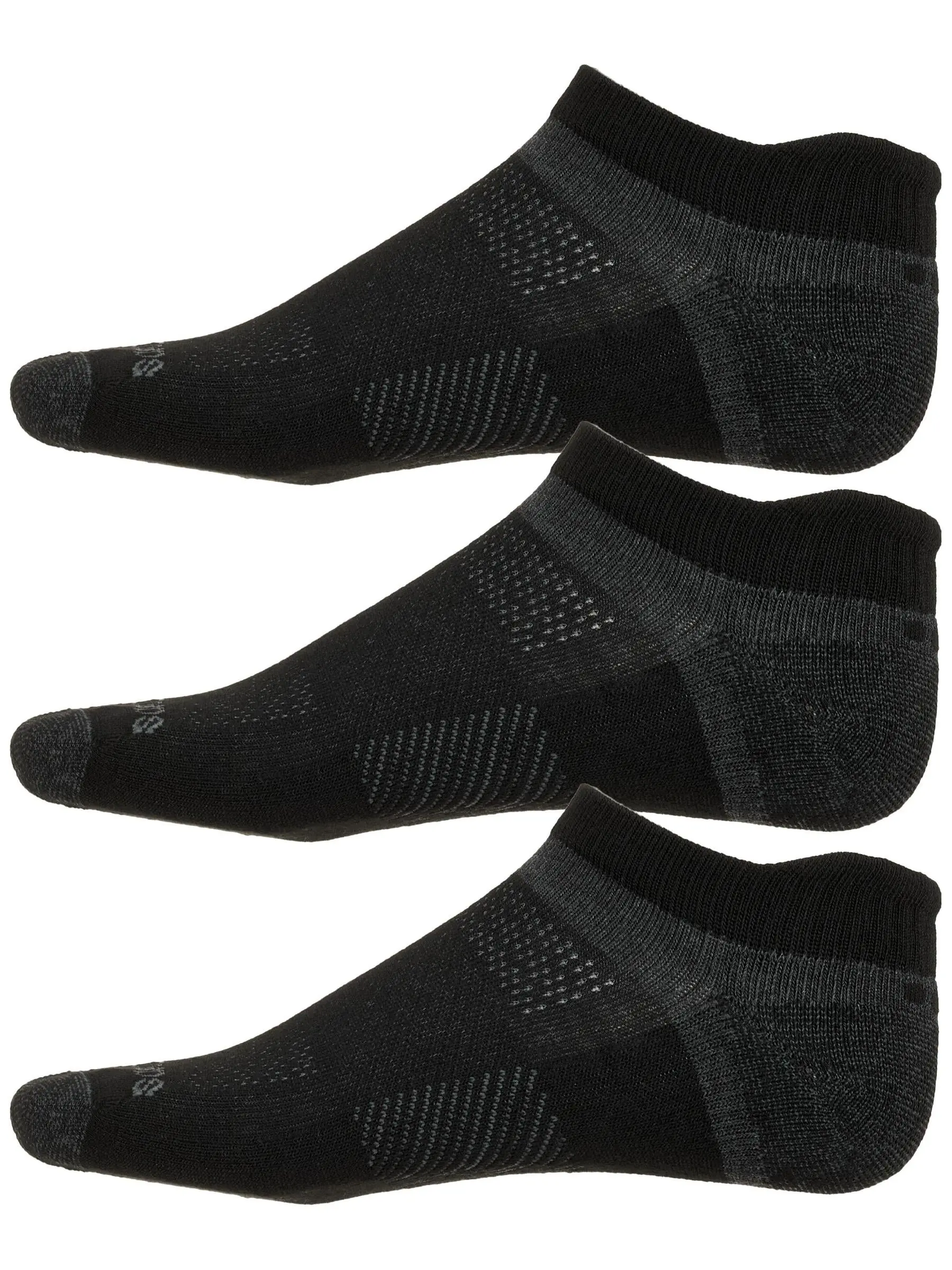 Saucony Inferno Cushion No Show Socks 3-Pack Black