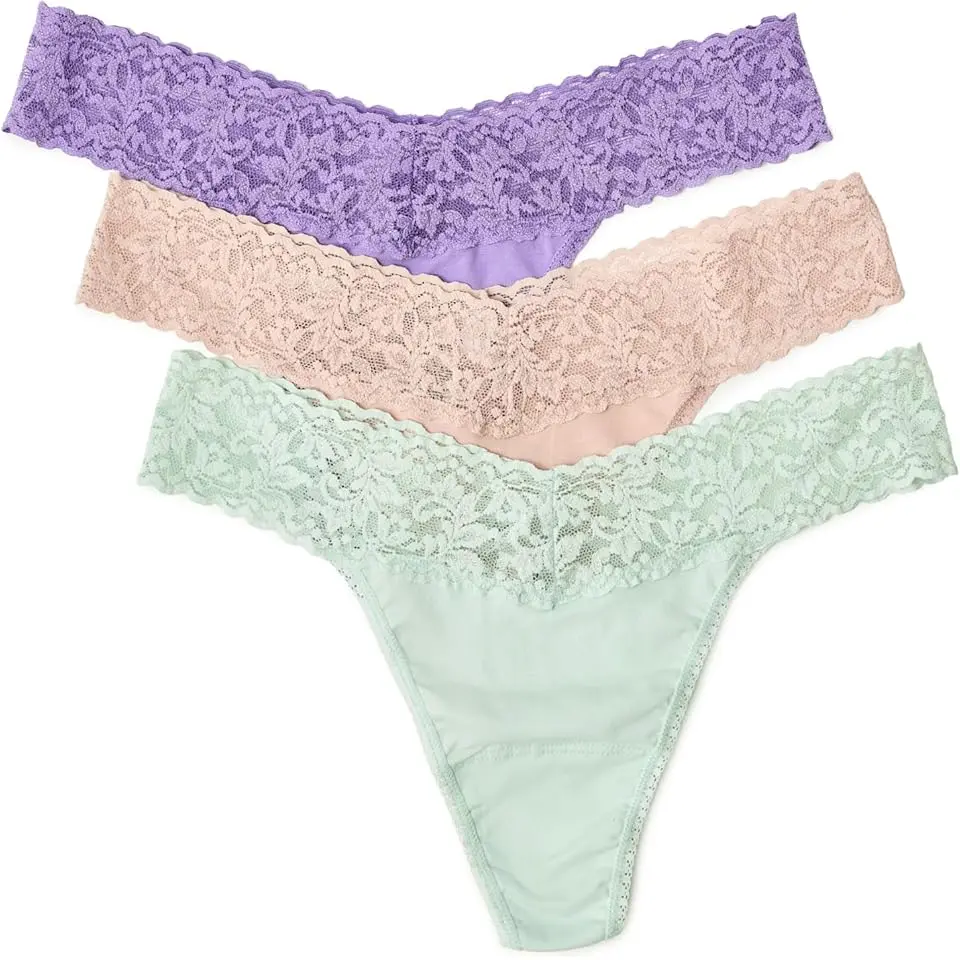 Supima® Cotton Original Rise Thongs with Lace 3-Pack