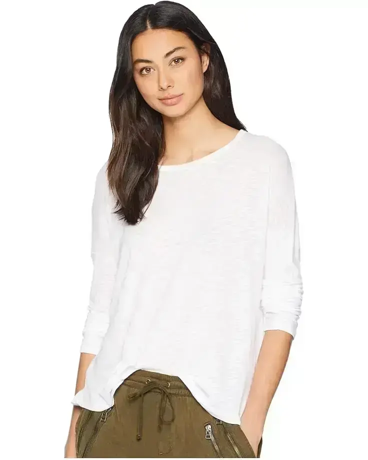 Women's Splendid Zander Long Sleeve Cotton Modal Slub Easy Crew Tee