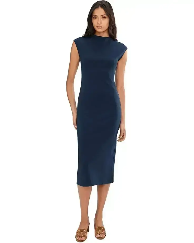 Women's Vince Camuto Mock Neck Drop Shoulder Midi Dress