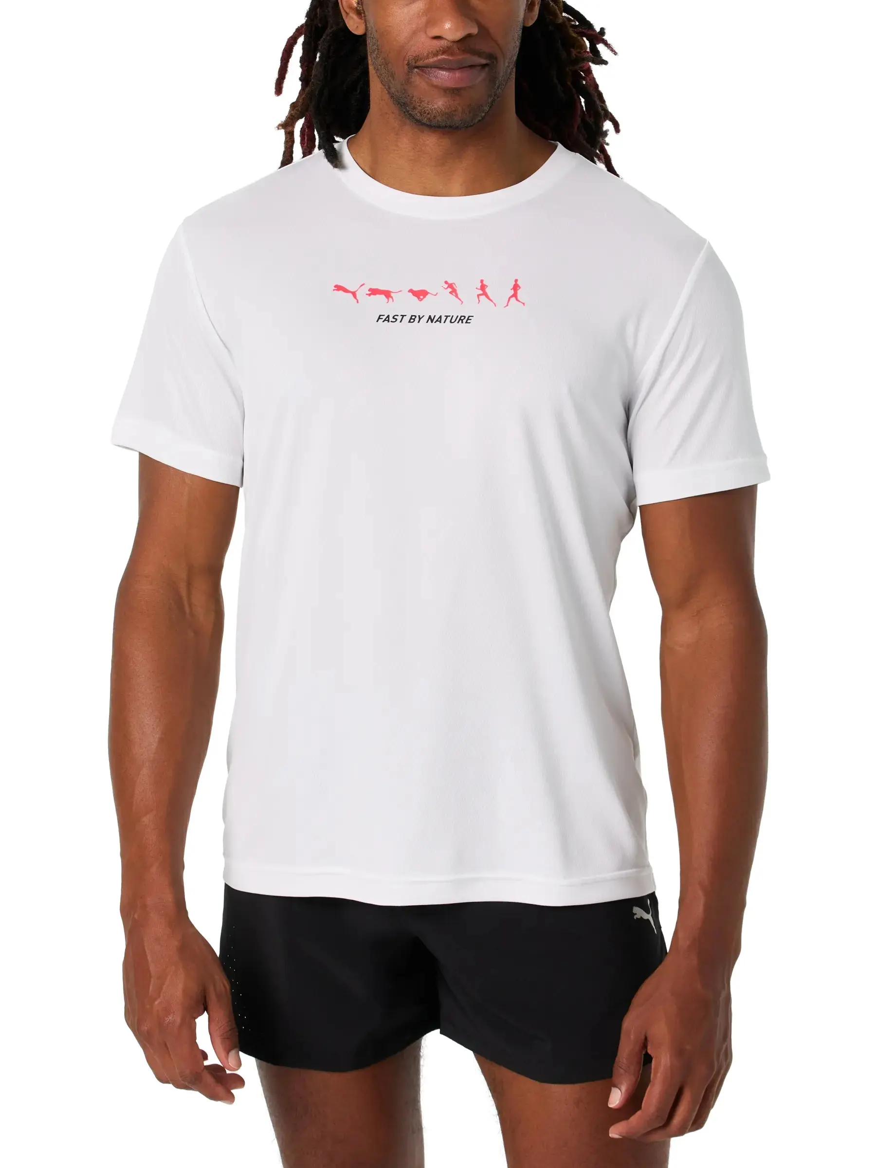 PUMA Men's Graphics Run Slogan Short Sleeve Tee 