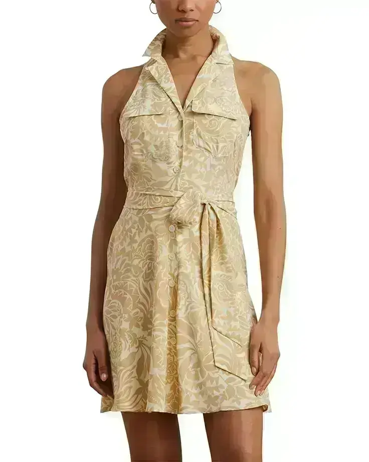 Floral Crepe Sleeveless Shirtdress