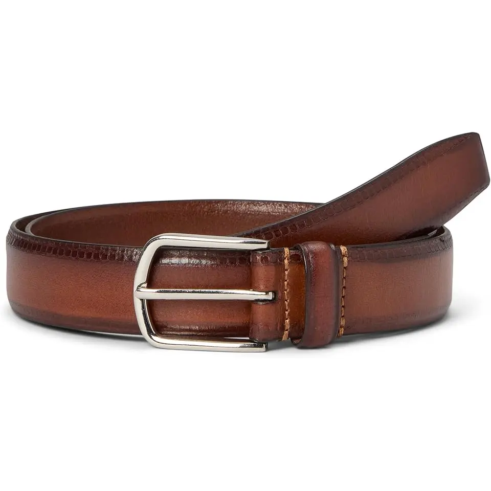Edge Embossed Leather Belt