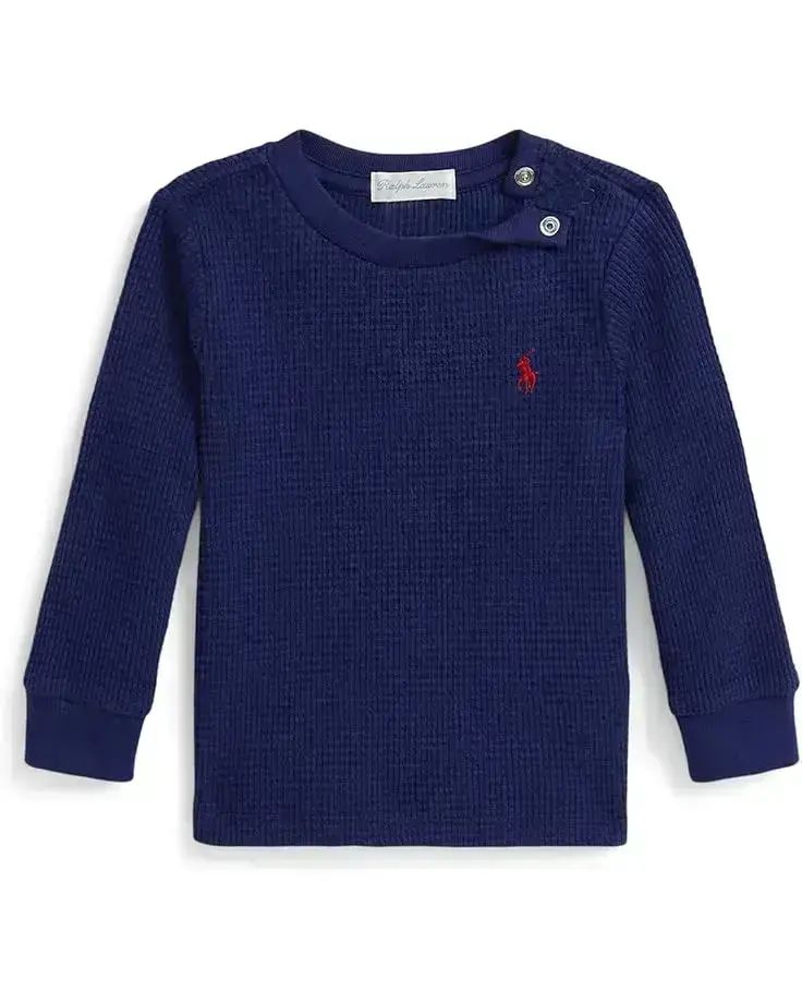 Polo Ralph Lauren Kids Waffle-Knit Cotton Long Sleeve Tee (Infant)