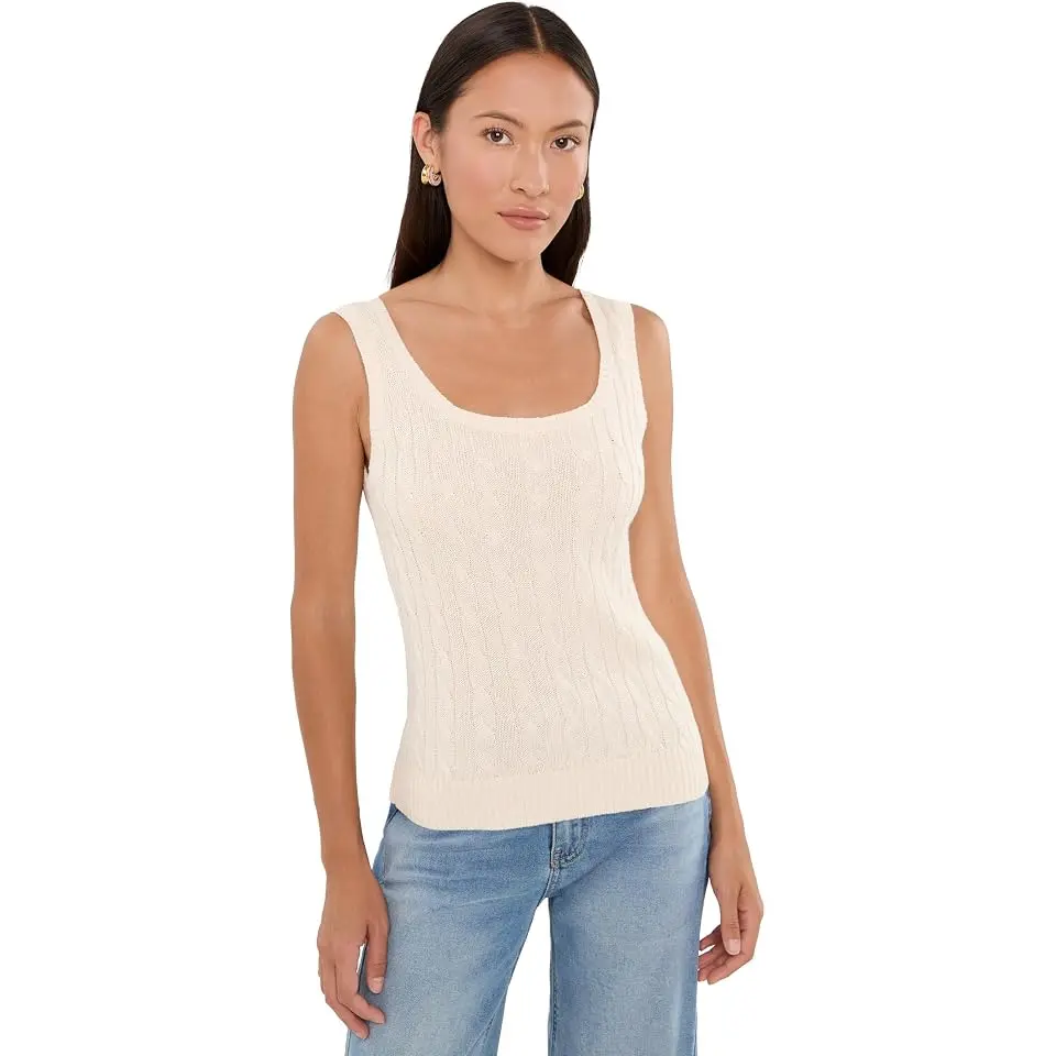 Petite Cable Cotton-Blend Sleeveless Sweater