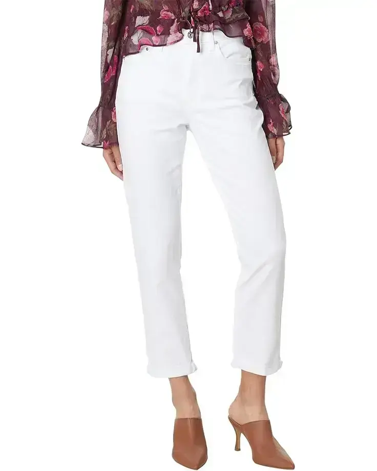 Women's Paige High-Rise Brigitte Raw Hem Cuf in White Noise Distressed