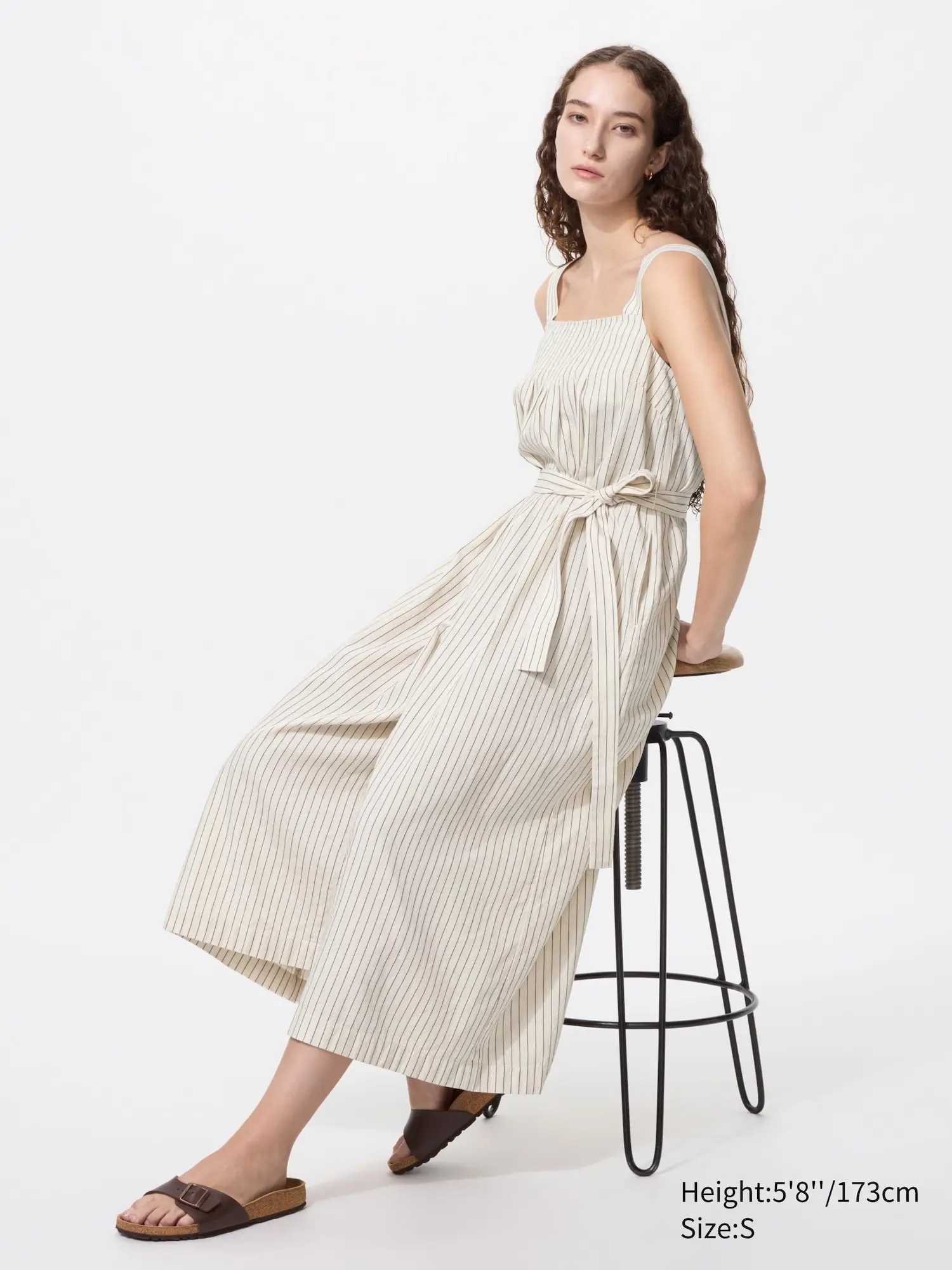 Linen Blend Tucked Jumpsuit | Striped