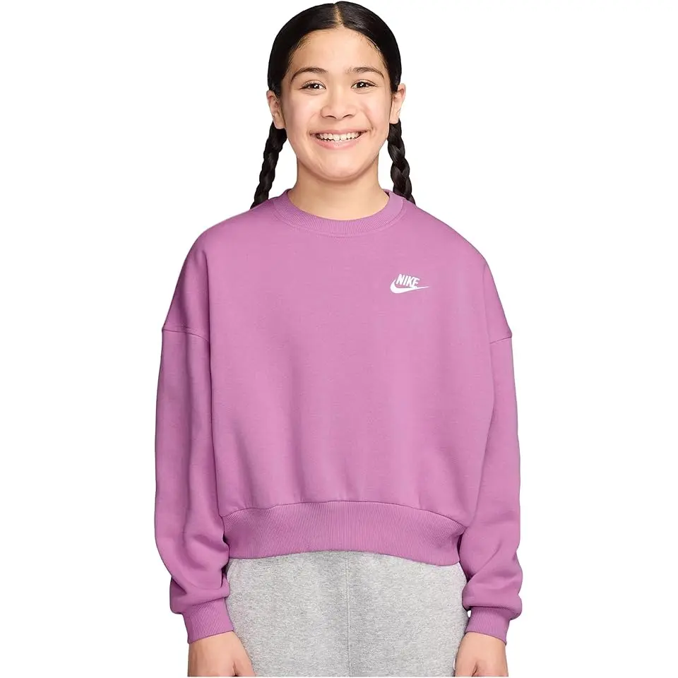 Sportswear Club Fleece Boxy Crew Neck Sweatshirt (Little Kid/Big Kid)