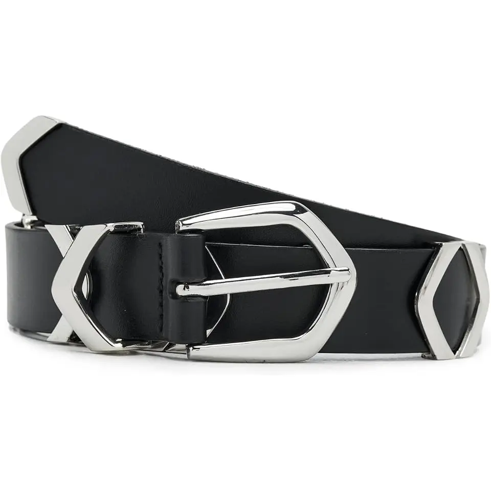 Angular Buckle Belt in Suede