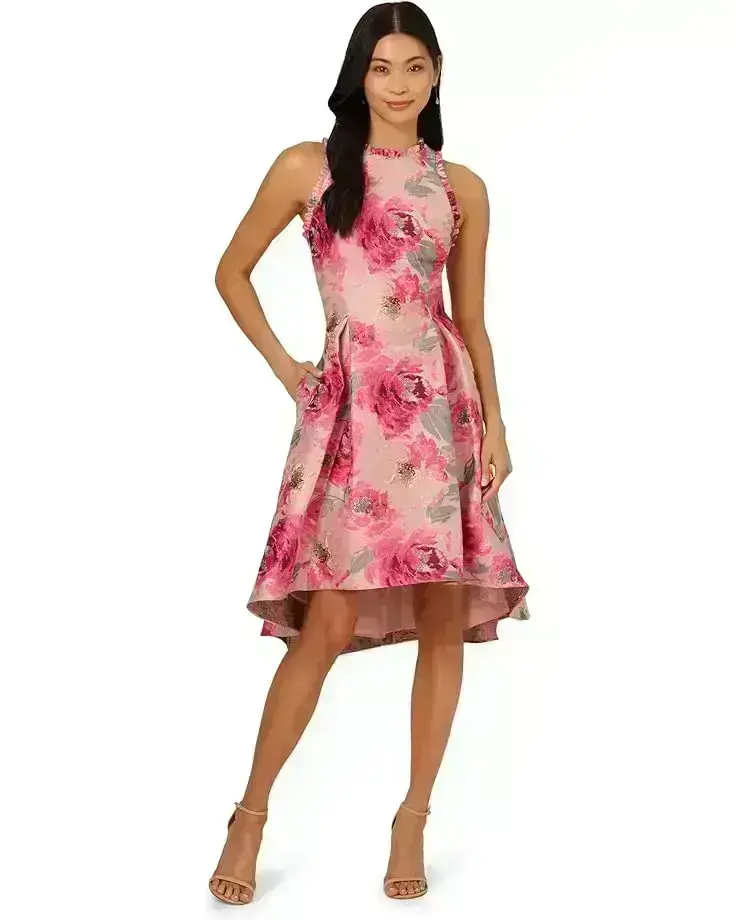 Women's Adrianna Papell High Lo Jacquard Midi Dress