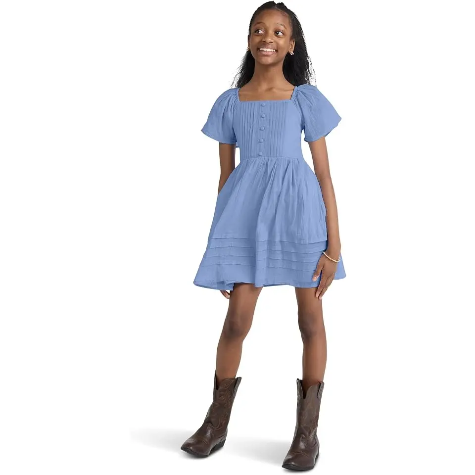Faux Pintuck Mini Dress (Big Kids)