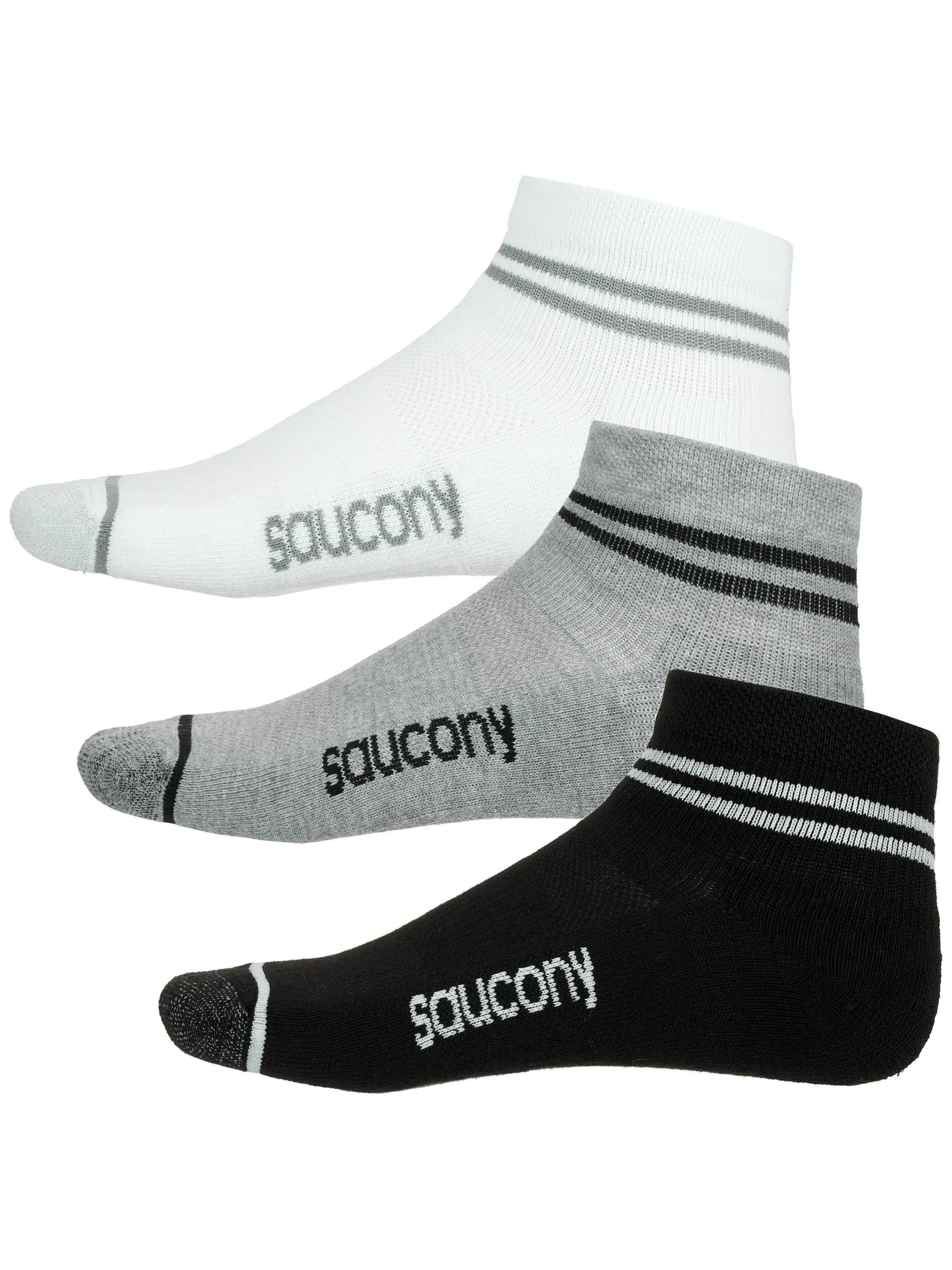Saucony Inferno Cushion Quarter Socks 3-Pack Assorted