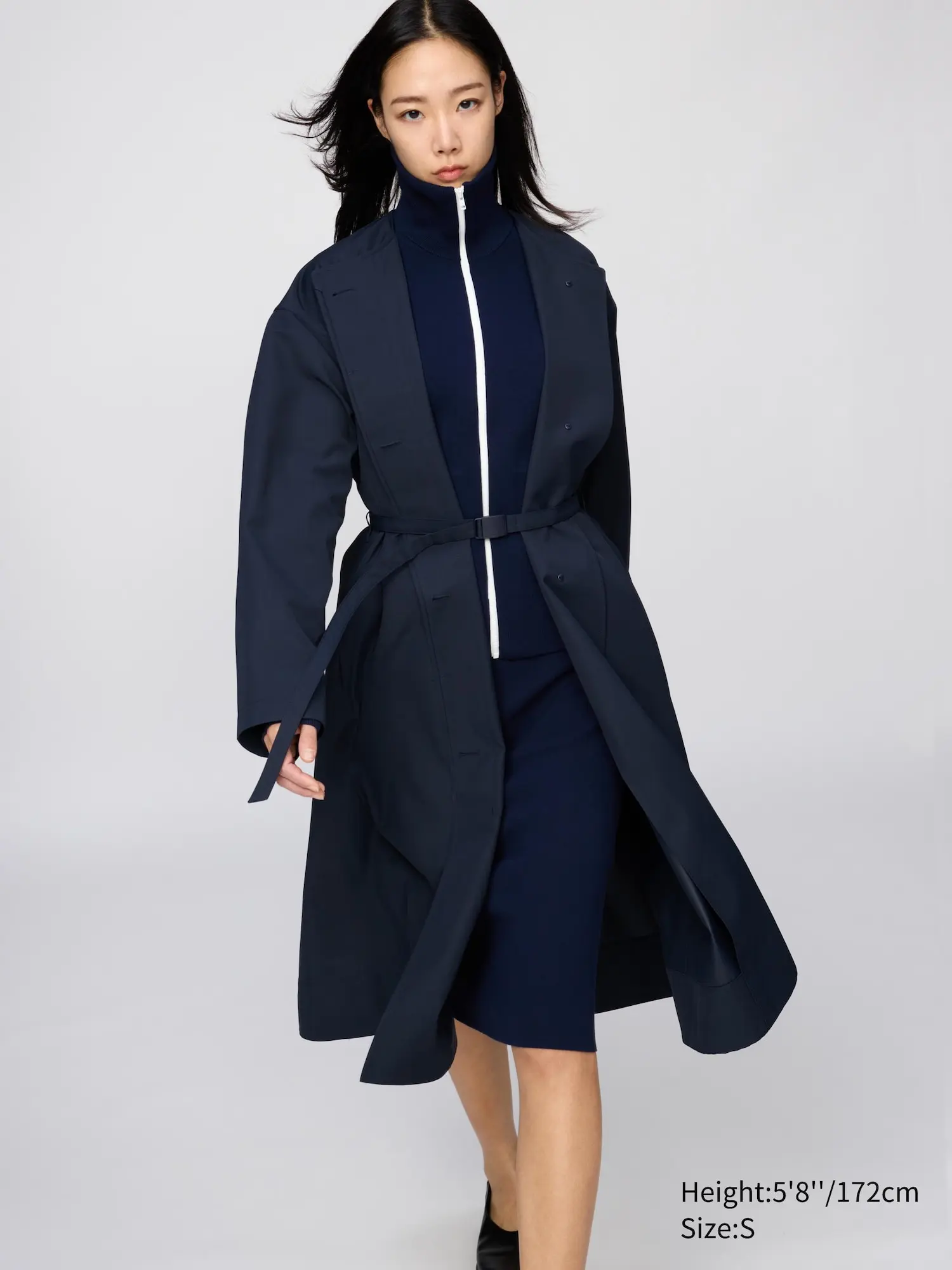 Women's Collarless Long Coat