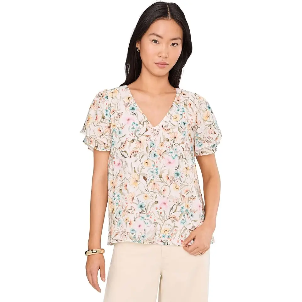 Vneck Tulip Sleeve Blouse