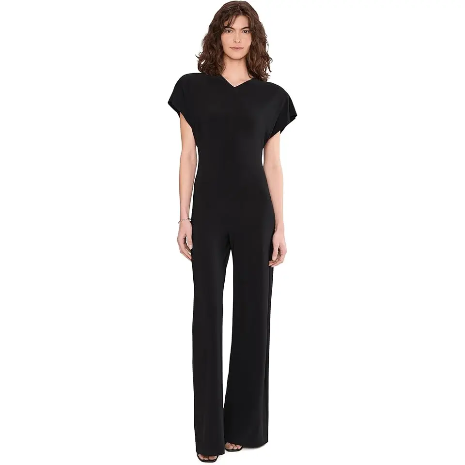 Cap Sleeve Shoulder Pad Jumpsuit