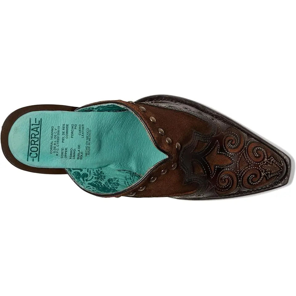 Lady Inlay & Embroidery & Studs Mule