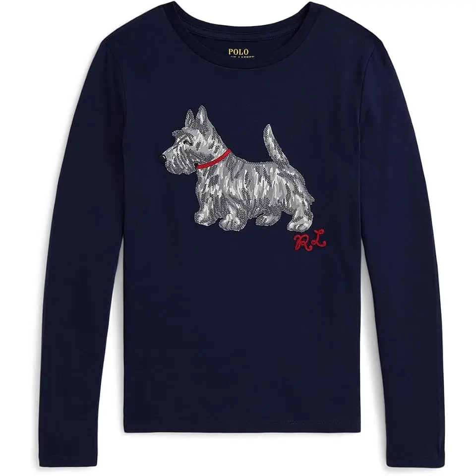 Dog-Print Cotton Long Sleeve Tee (Big Kid)