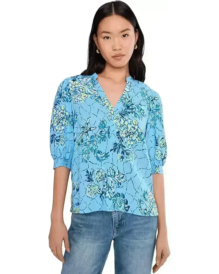 Women's Lilly Pulitzer Mialeigh Elbow Sleeve Linen Top