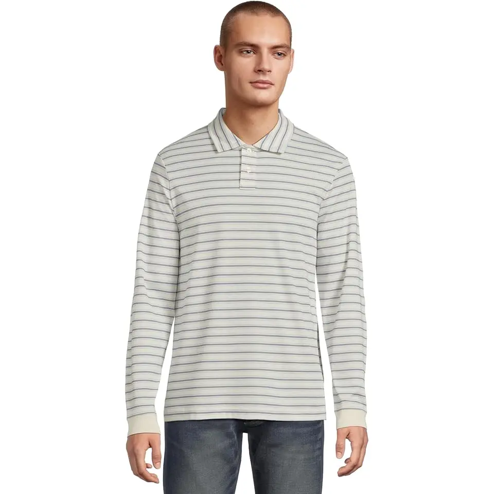 Comfort Stretch Performance Polo Long-sleeve Slightly Fitted Stripe