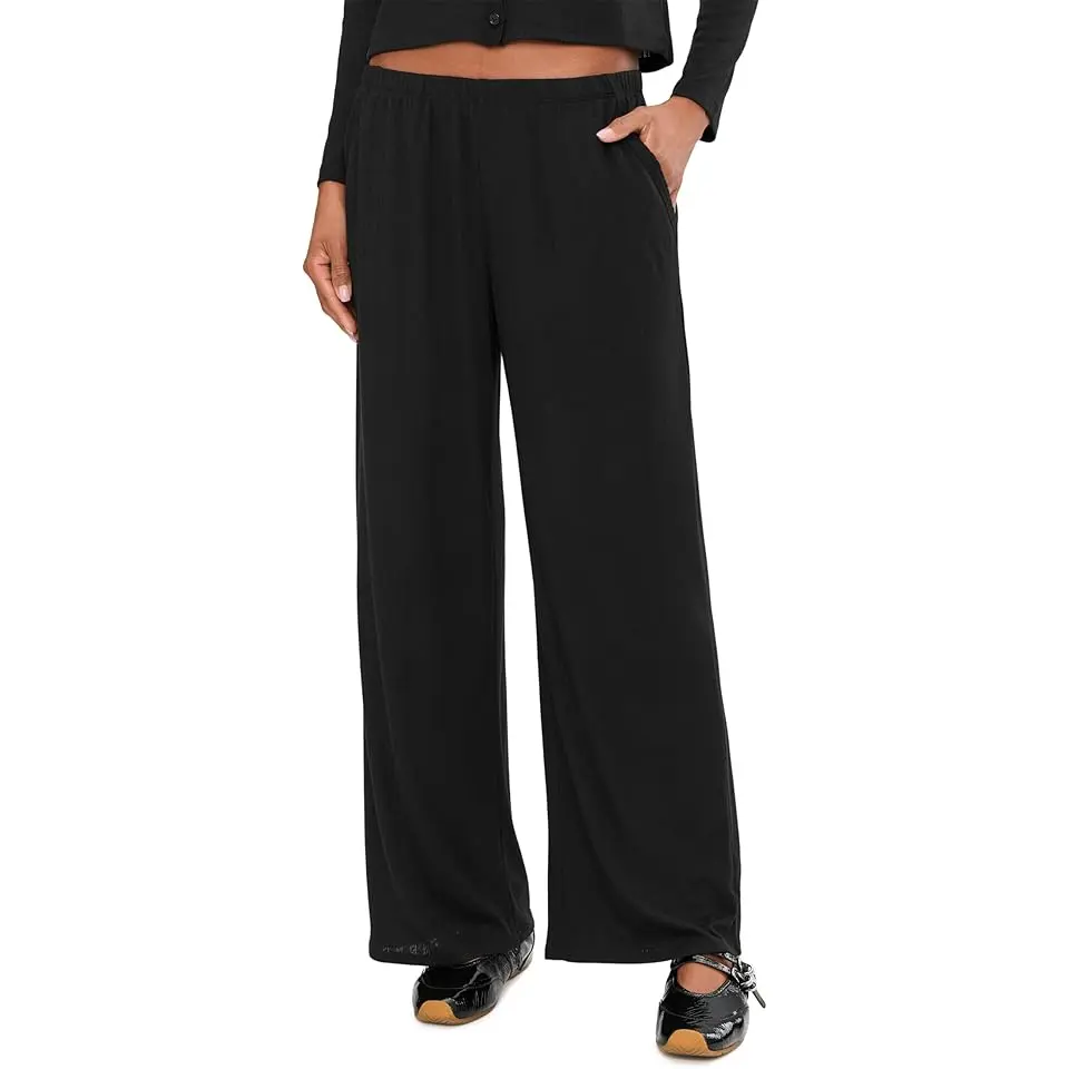 Pointelle Rib Pants with Scallop Trim