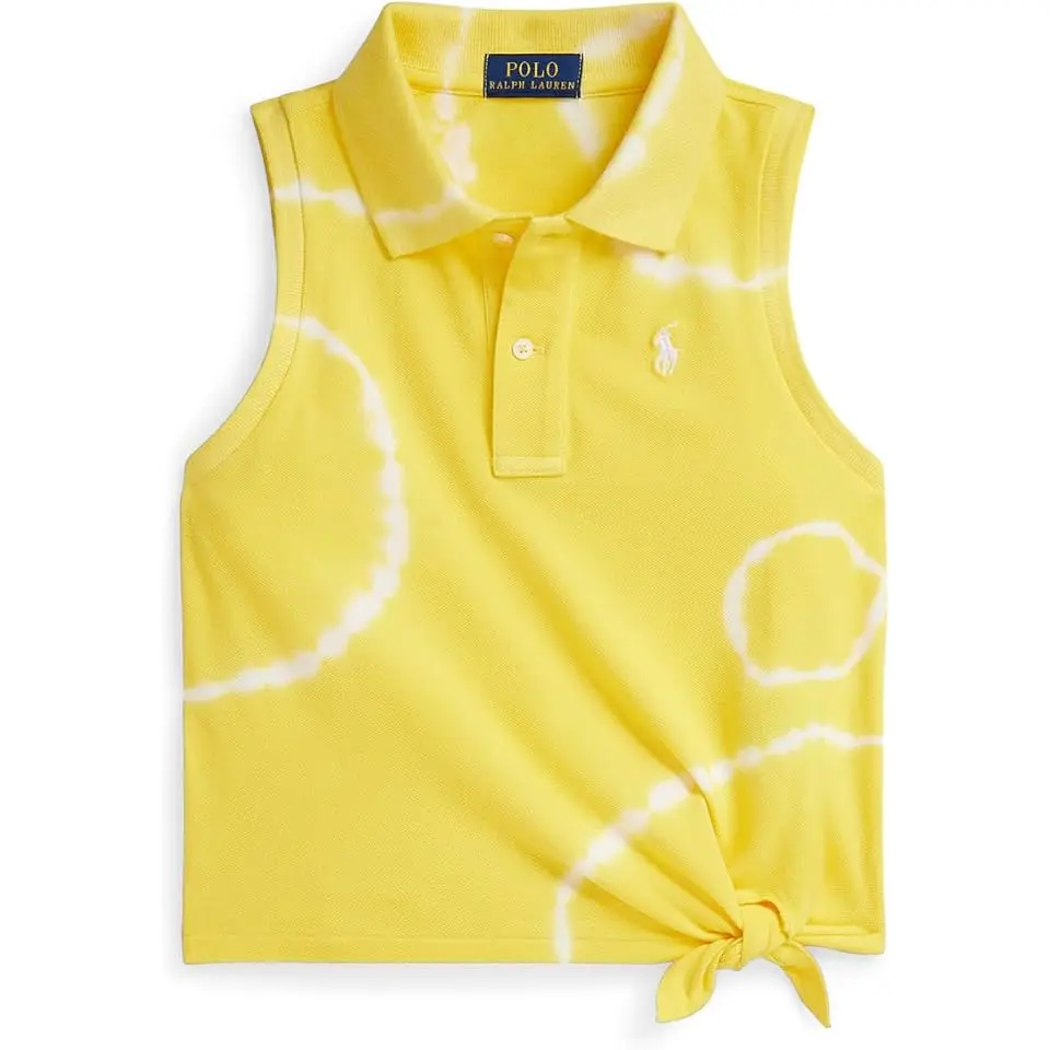 Tie-Dye Stretch Mesh Boxy Polo Shirt (Big Kid)