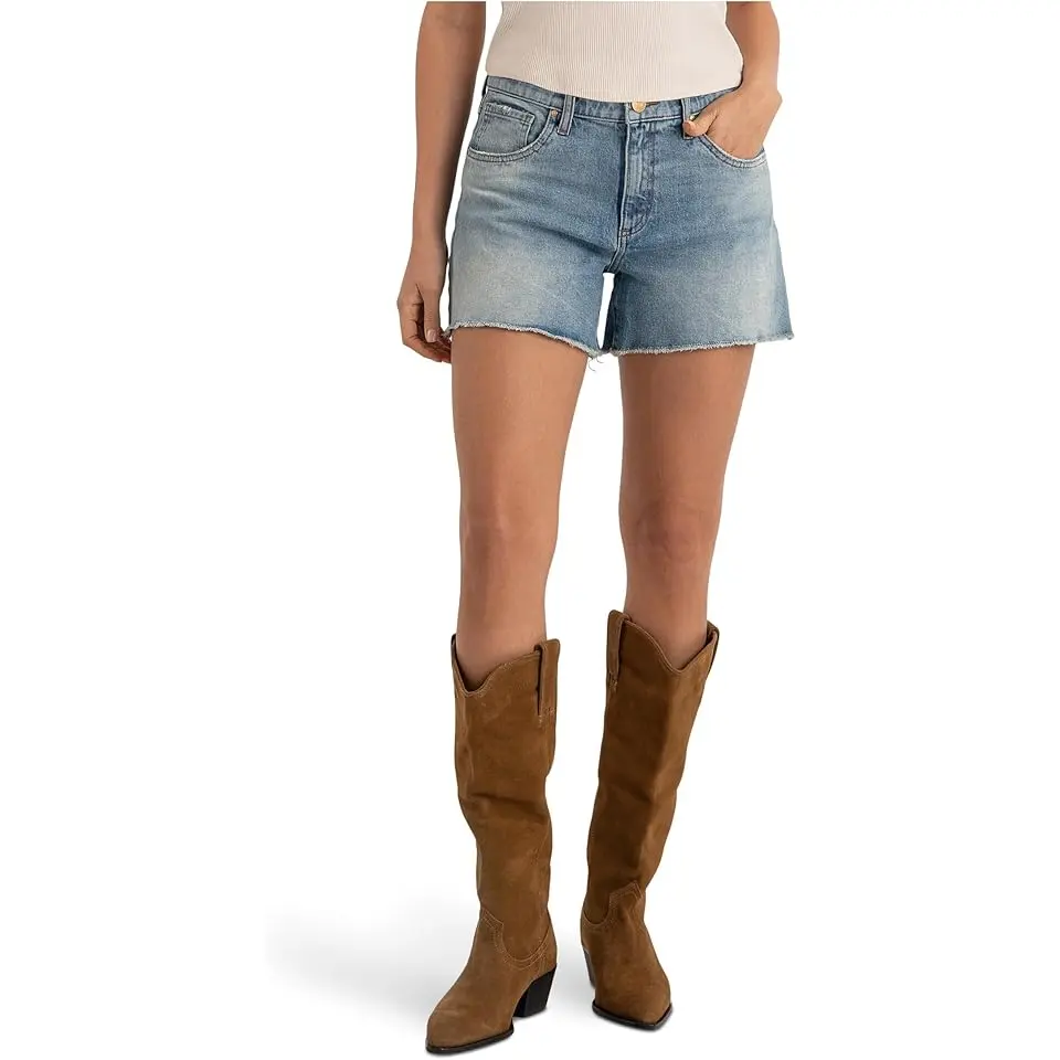 Jane High-Rise Long Shorts w/ Fray Hem