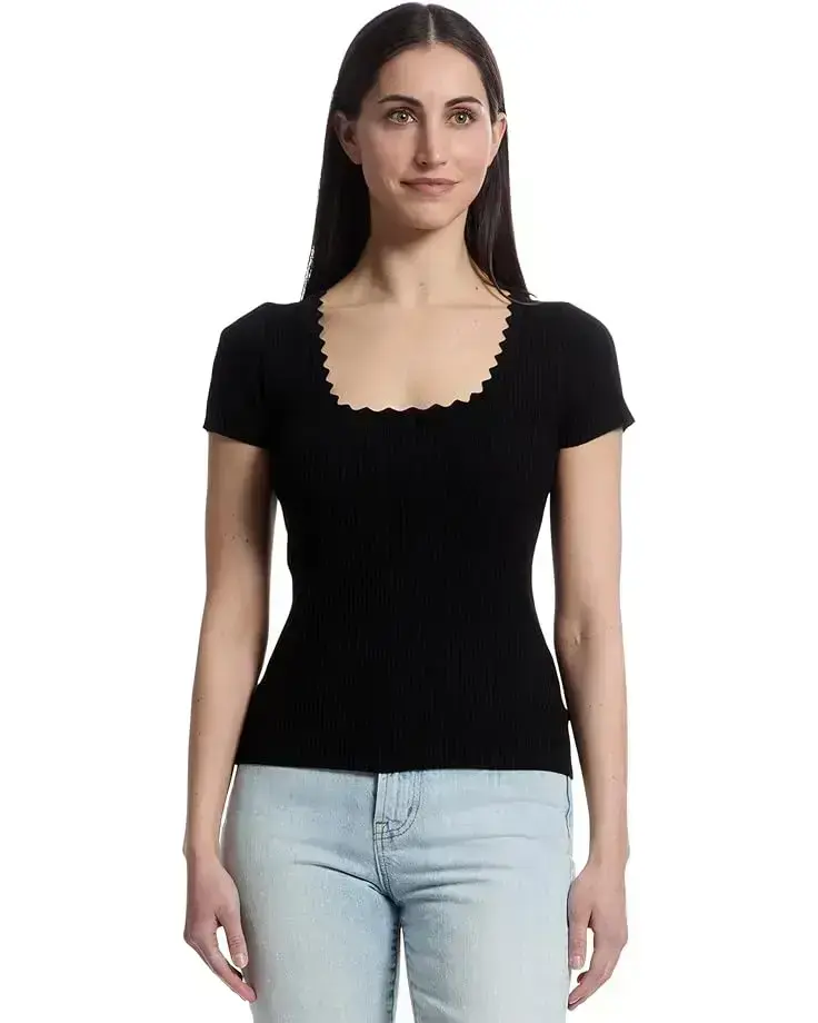 Cap Sleeve Scallop Neck Sweater