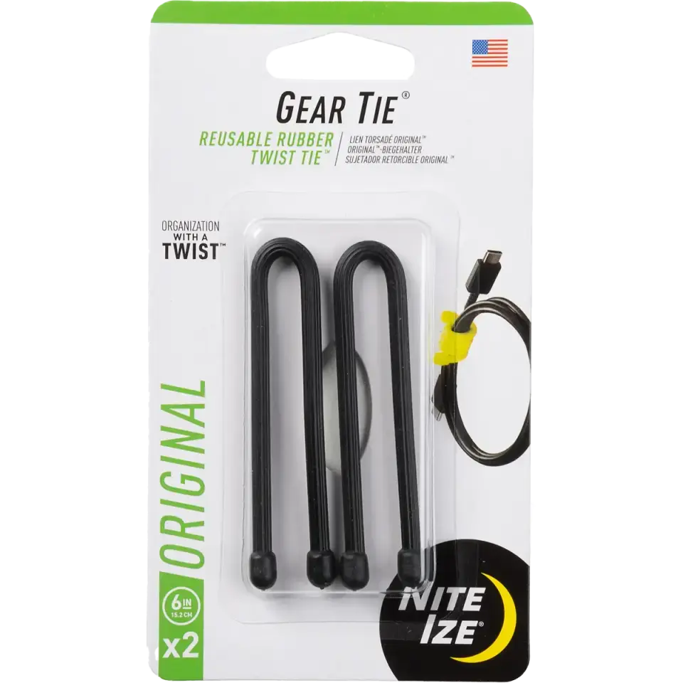 Gear Tie Reusable Rubber Twist Tie 6" - 2 Pack