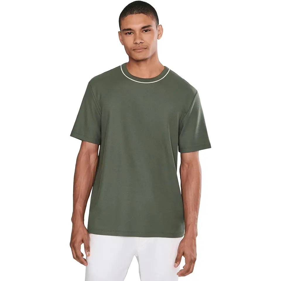 Tipped Pima Pique Short Sleeve Crew