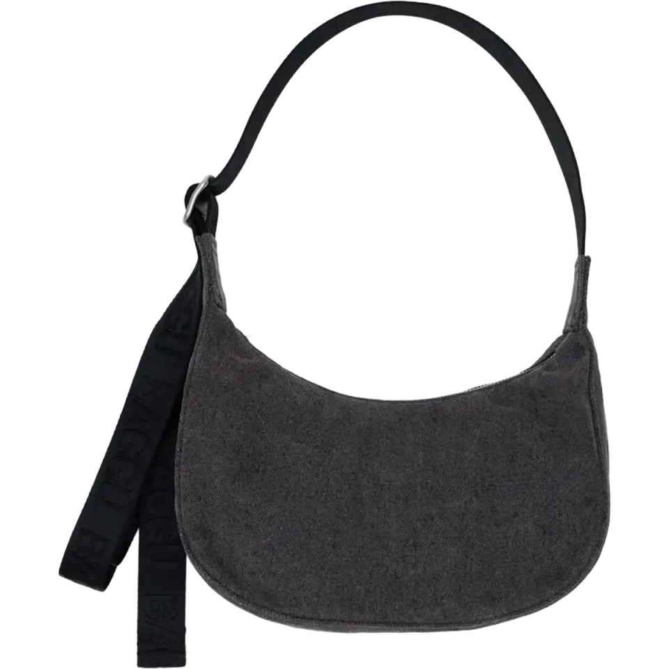 Small Denim Crescent Bag