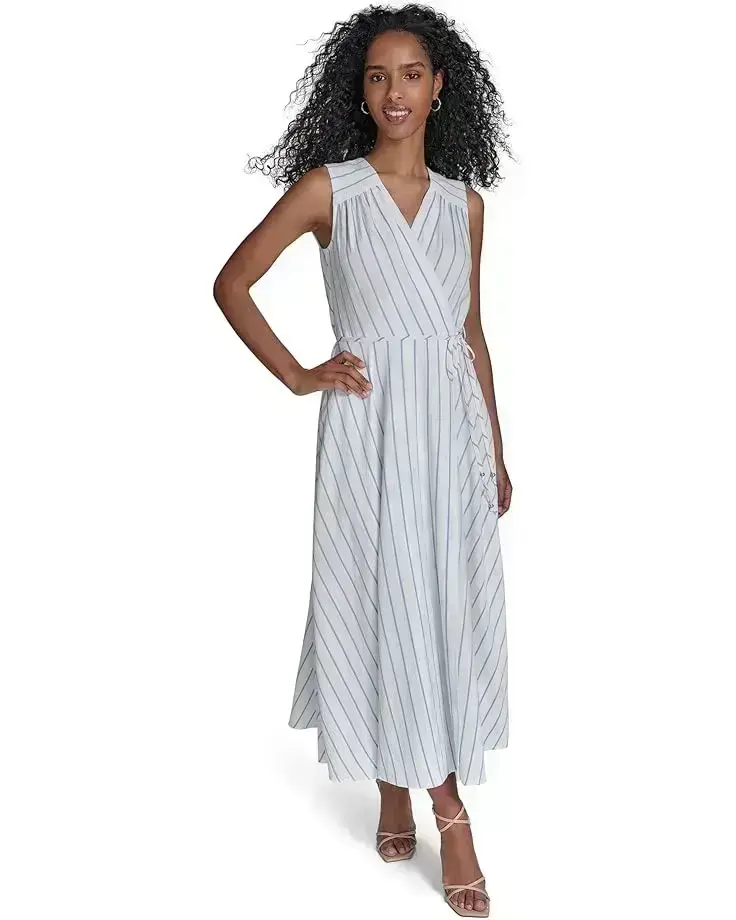 Gauze Striped Faux Wrap