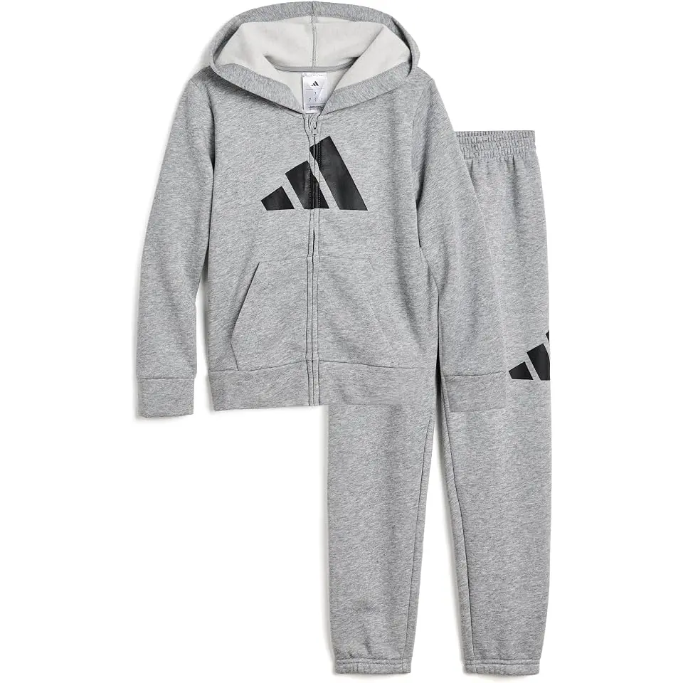 Essential Big Logo Heather Fleece Heather Fleece Jacket Joggers Set (Toddler/Little Kid)