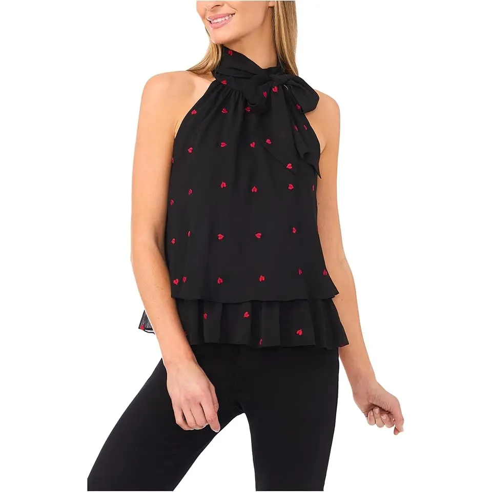 Tiered Halter Bow Tie Top