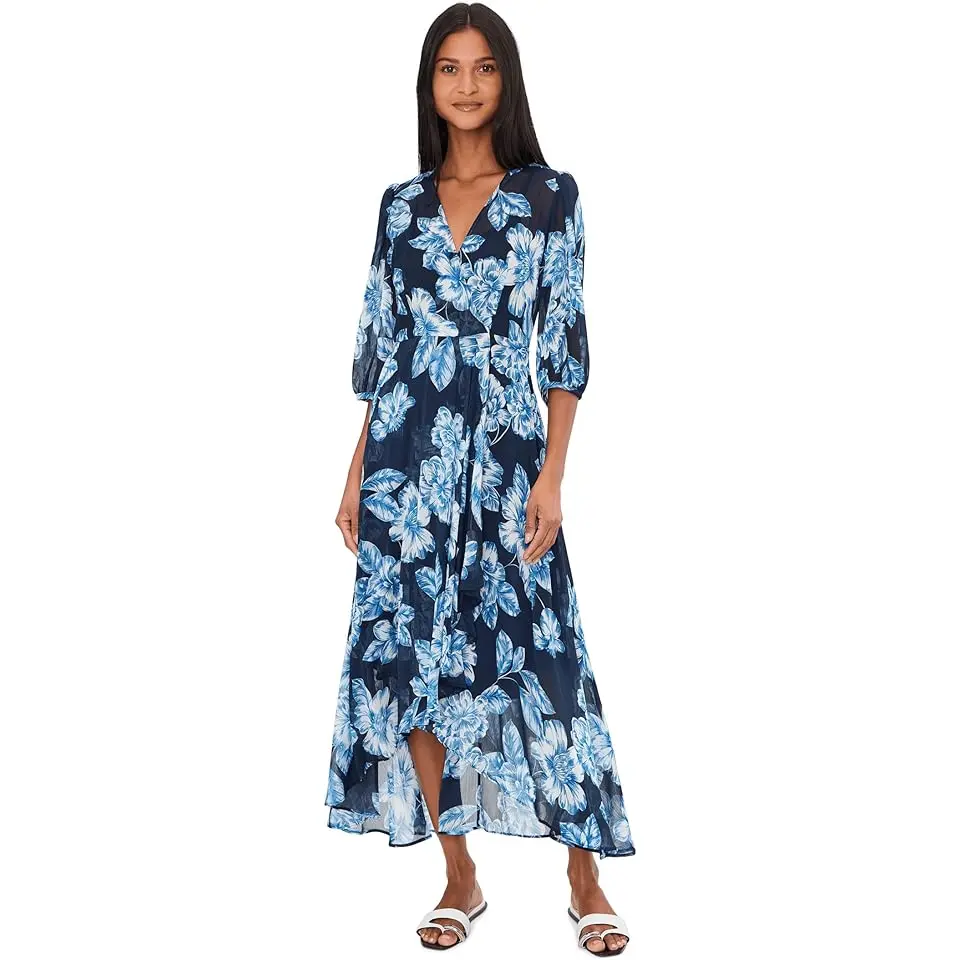 3/4 Sleeve Floral Chiffon Maxi