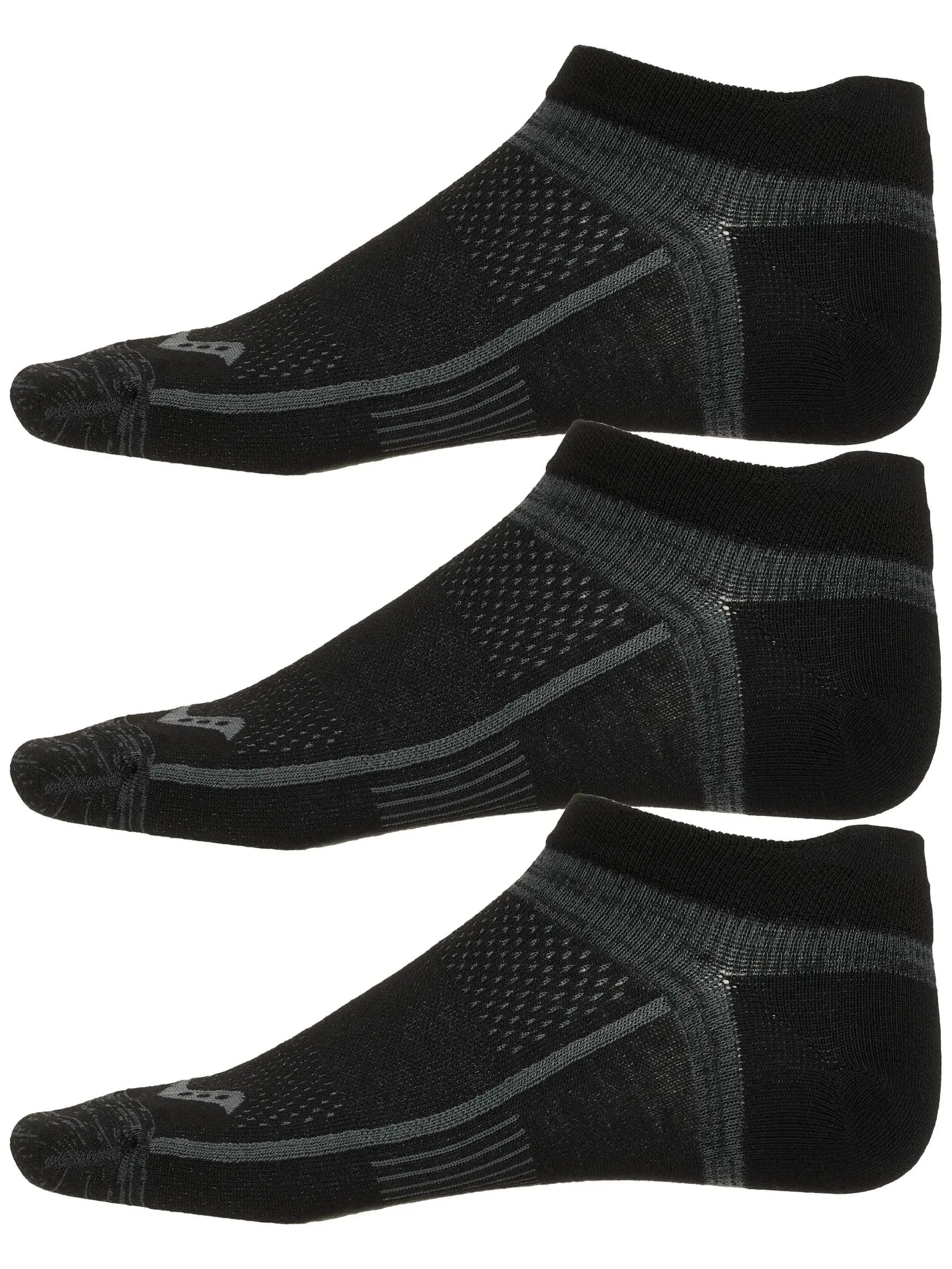 Saucony Inferno Ultralight No Show Socks 3-Pack Black
