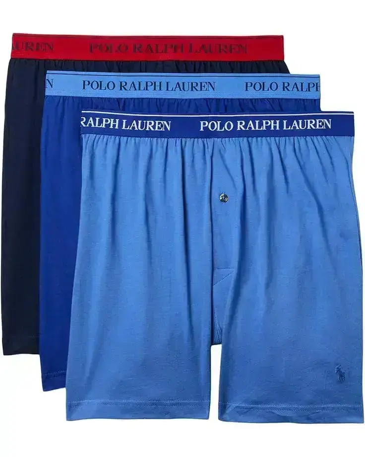 Men's Polo Ralph Lauren Classic Fit w/ Wicking 3-Pack Knit Boxers