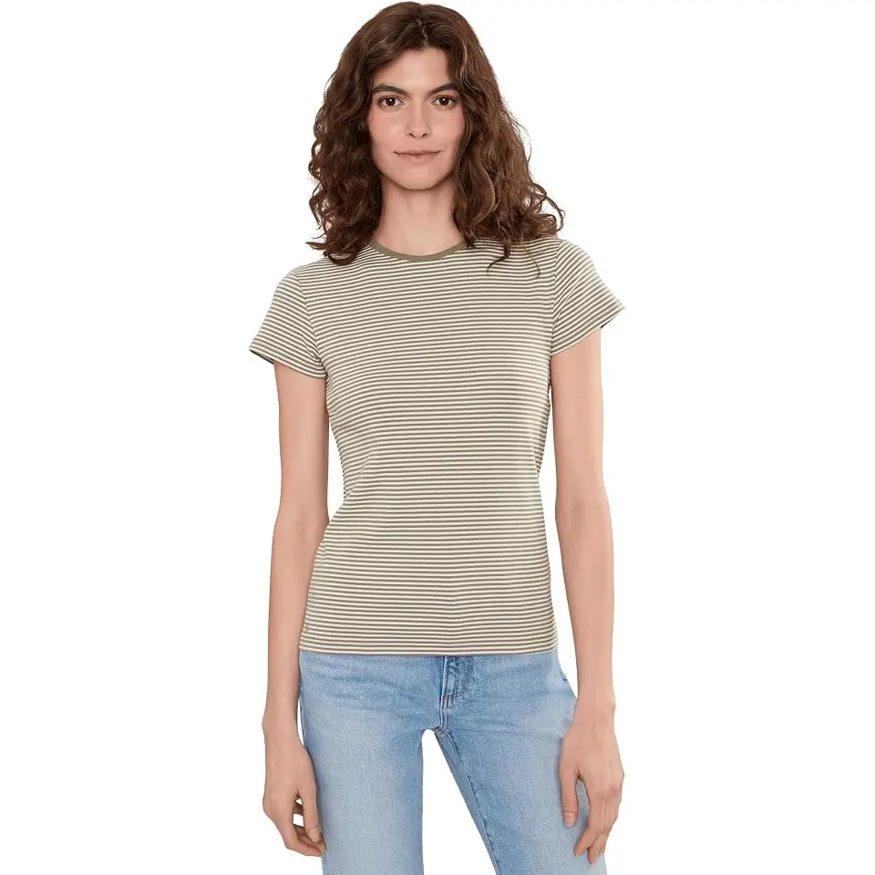 Striped Rib-Knit Stretch Cotton Tee