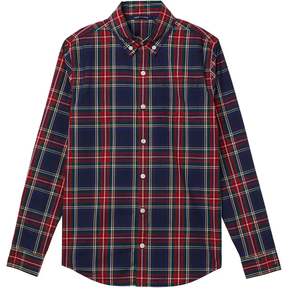 Plaid Poplin Button Down Top (Toddler/Little Kid/Big Kid)