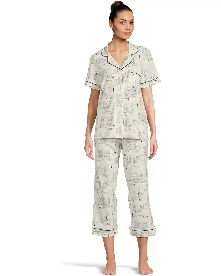 Women's Bedhead PJs Short Sleeve Cotton Knit Cropped Pajama Set