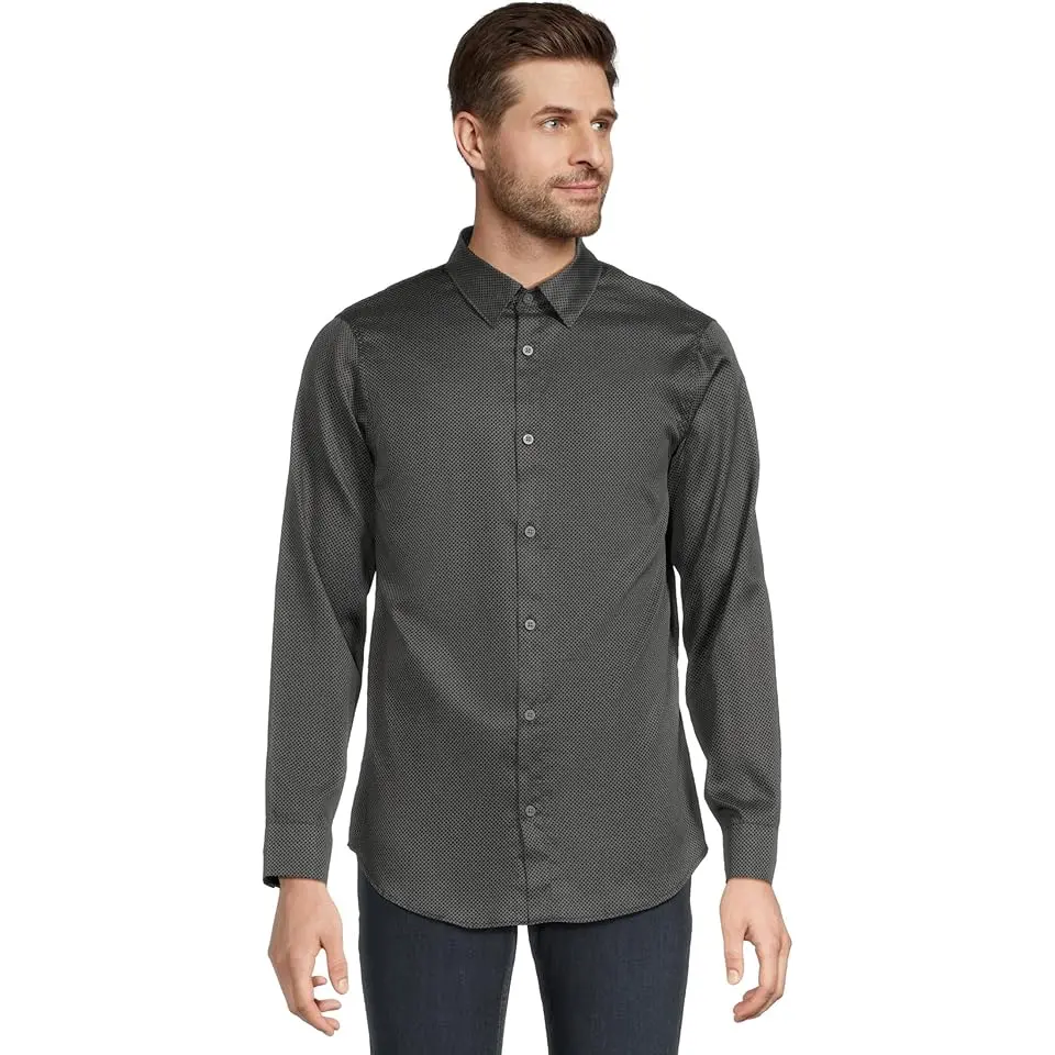 All Over Print Stretch Cotton Satin Button Down